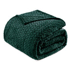 Exclusivo Mezcla Forest Green Fleece Twin Size Blanket For Bed, 90X66 Inches Soft Cozy 3D Decorative Jacquard Flannel Blankets,