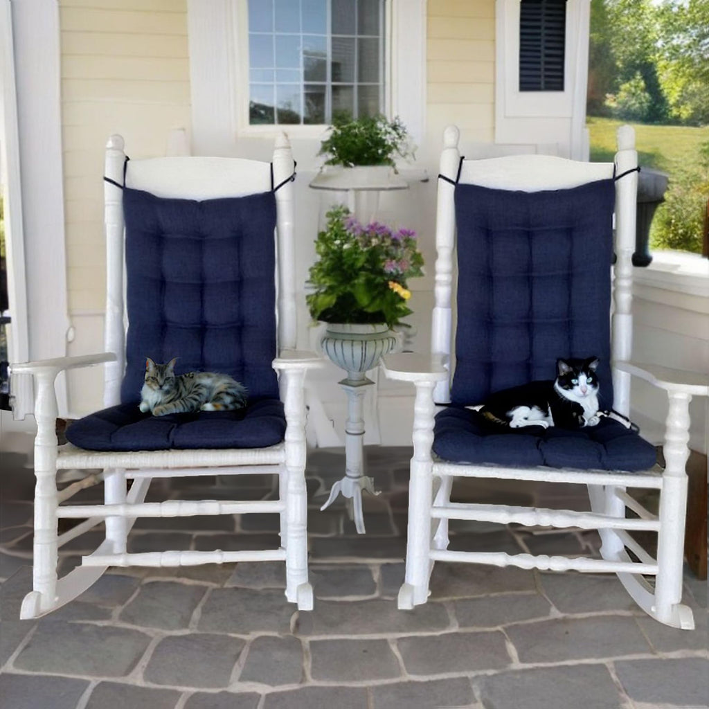 Rave Indigo Porch Rocker Cushions - Standard - Indoor-Outdoor, Fade Resistant, Weather Resistant - Latex Foam Fill Rocking Chair