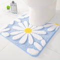 QJHOMO Toilet Rugs U Shaped, Blue Toilet Mat Cute Daisy Contour Bath Rug 20''x20'', Extra Thick Soft Machine Washable Toilet Car
