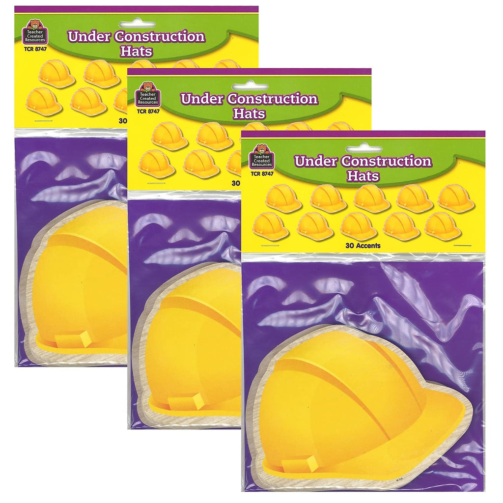Under Construction Hard Hats Accents, 30 Per Pack, 3 Packs