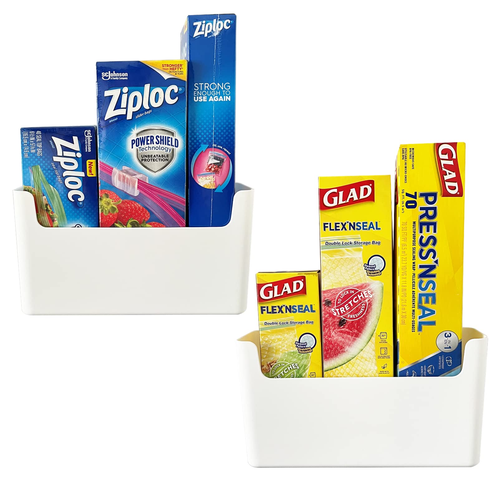 FavoThings 2 Pack Cabinet Door Organizer Adhesive Mount Kitchen Wrap Organizer Container Plastic Storage Shelf Versatile for Kit