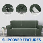 Znsayotx 1 Piece Jacquard Couch Covers For 3 Cushion Couch High Stretch Sofa Cover For Pets Dogs Anti Slip Extra Large Sofa Slipcovers Furniture Protector (Xl Sofa, Army Green)