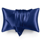 Love'S Cabin Silk Satin Pillowcase For Hair And Skin (Navy Blue, 20X30 Inches) Slip Pillow Cases Queen Size Set Of 2 - Satin Coo