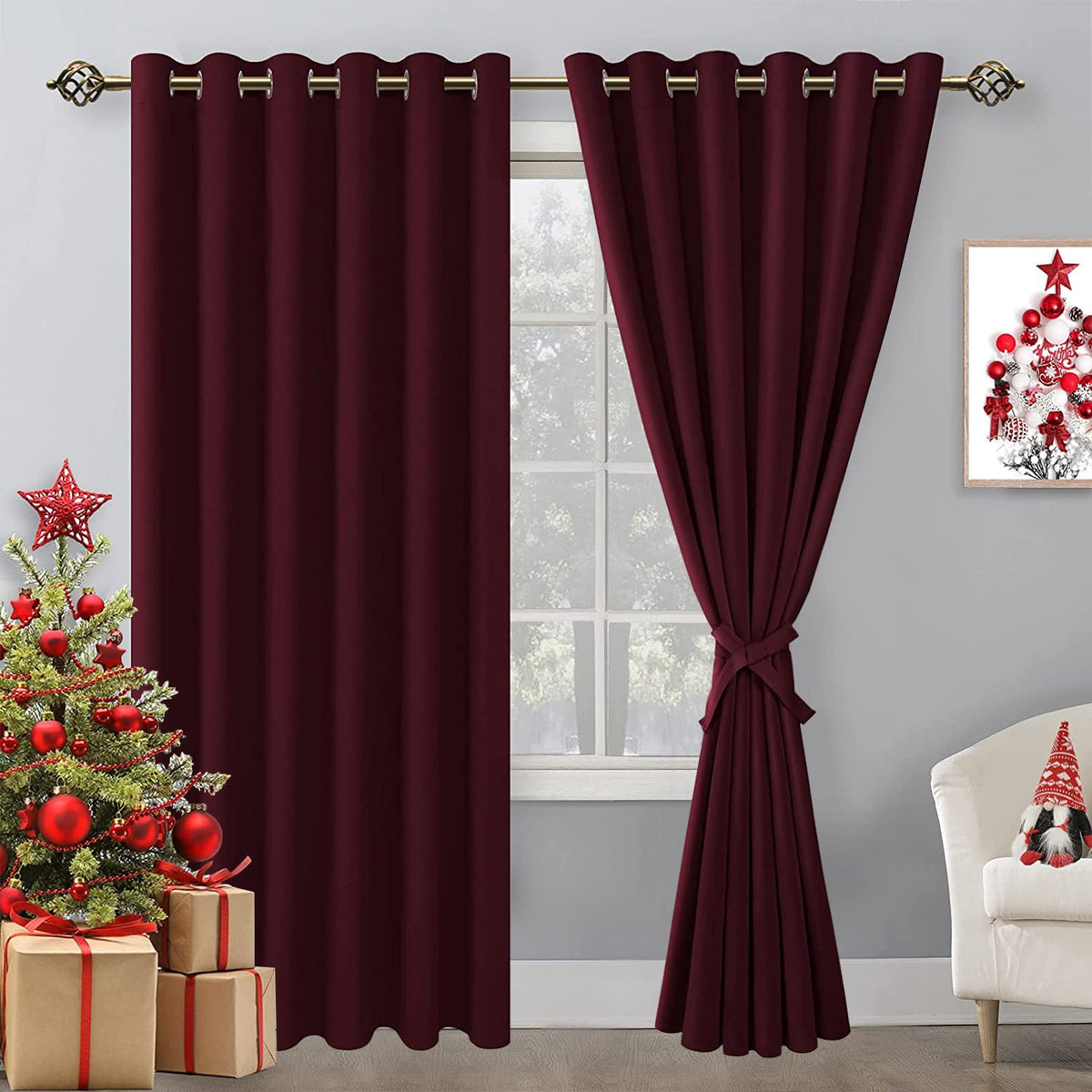 Hiasan Grommet Blackout Curtains For Bedroom, 70 X 84 Inches - Thermal Insulated & Light Blocking Window Drapes For Living Room/