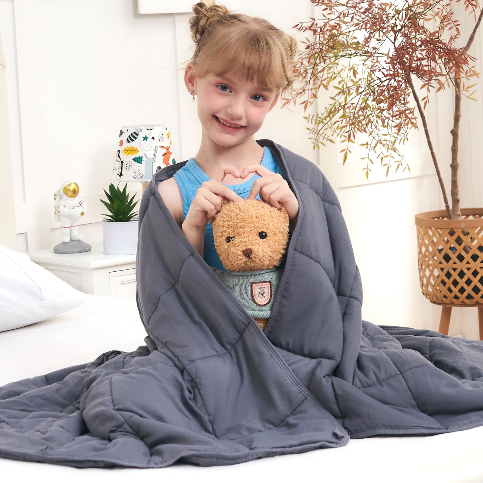 Kids Weighted Blanket (3Lbs, 36'X48' Kids Size) - Cooling And Breathable Heavy Blanket For 20-40Lbs With Premium Glass Beads -