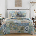 Yayiday Cotton Patchwork Quilt Set Bedspread Queen Size - Breathable Comforter Floral Quilted Bed Coverlet With Pillow Shams, Bo