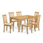 East West Furniture CAAN7-OAK-C 7 Piece Dining Room Table Set Consist of a Rectangle Kitchen Table and 6 Linen Fabric Upholstered Dining Chairs, 36x60 Inch, Oak