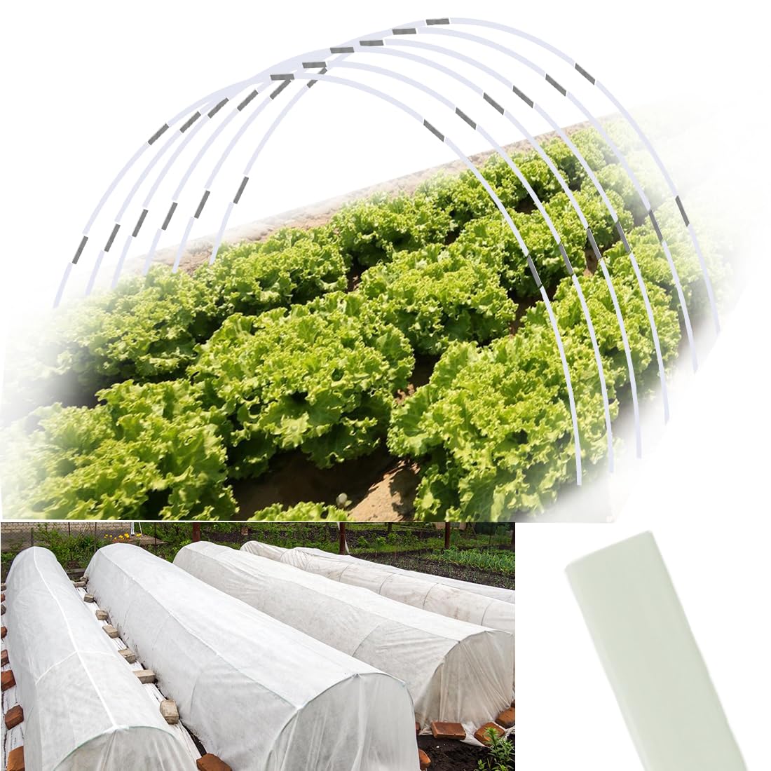 Sunwuk Greenhouse Hoops 20Pcs, Garden Hoops For 1-3.5Ft Wide Raised Bed, 5 Sets Of 5.6Ft Long Super Bendable Fiberglass Support