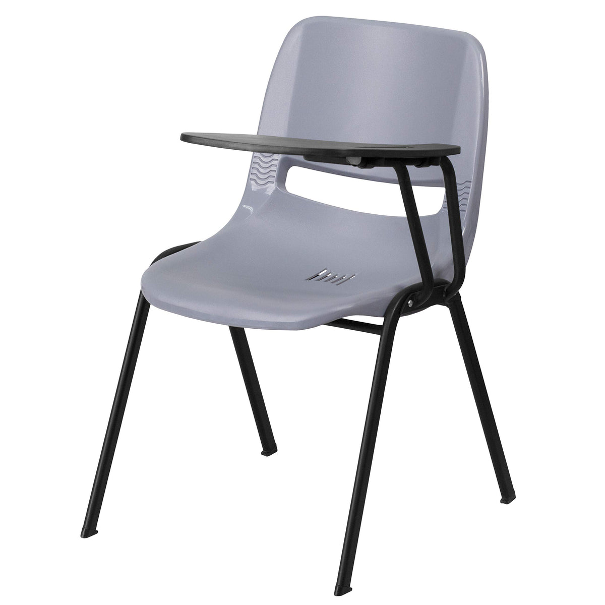 Flash Furniture Gray Ergonomic Shell Chair with Left Handed Flip-Up Tablet Arm