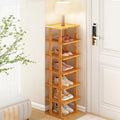 Bamboo Shoe Rack - Vertical Shoe Rack for Small Spaces, Tall Narrow Shoe Rack Organizer for Closet Entryway Corner Garage and Be