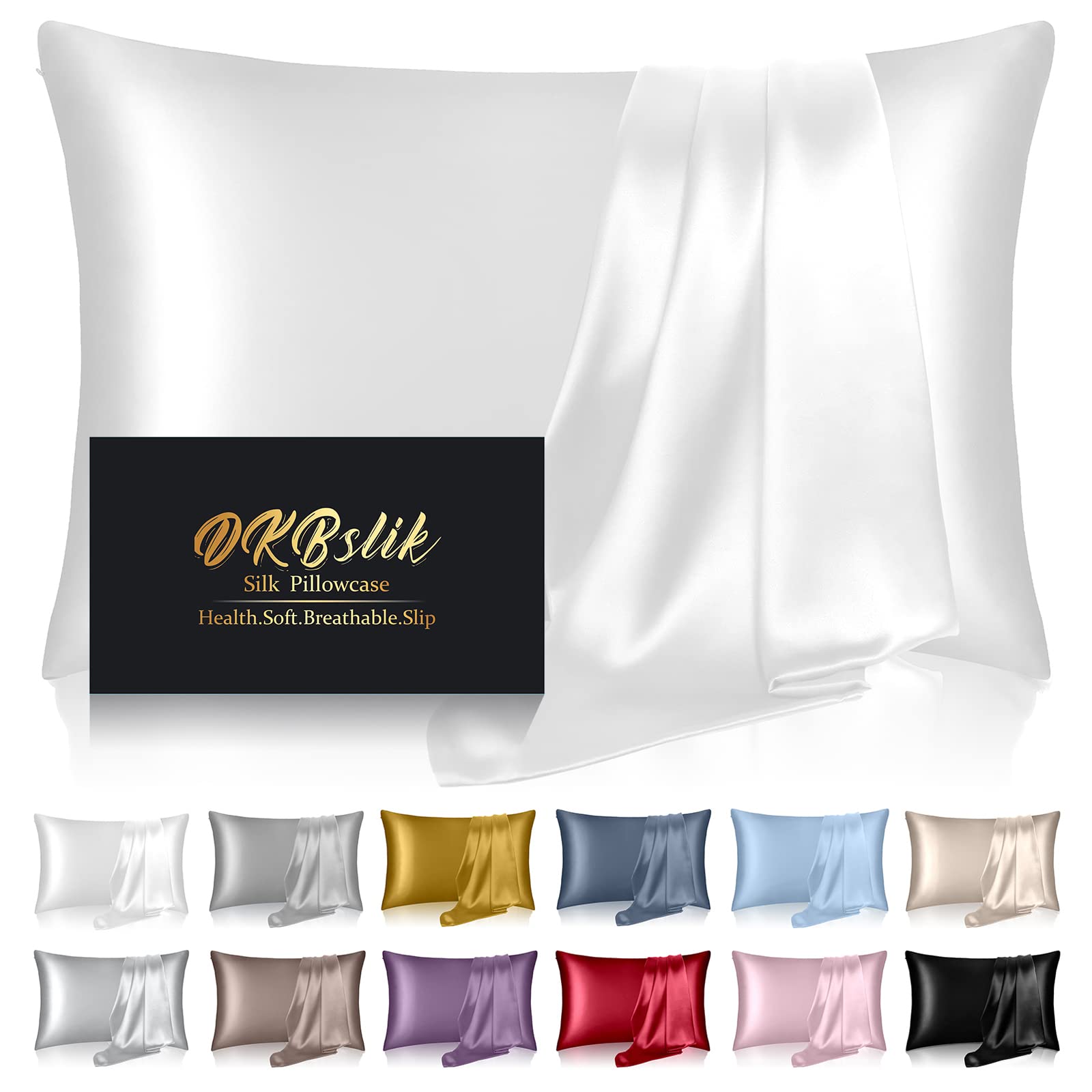 Silk Pillowcase For Hair And Skin, Mulberry Silk Pillow Cases Queen Size, Anti Acne Cooling Beauty Sleep Both Sides Natural Silk
