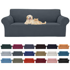 2025 New Stretch Oversized Sofa Slipcovers Couch Sofa Cover For 4 Seater Furniture Protector Covers With Elastic Bottom Jacquard Fabric Small Checks For Pets, Kids - Grey