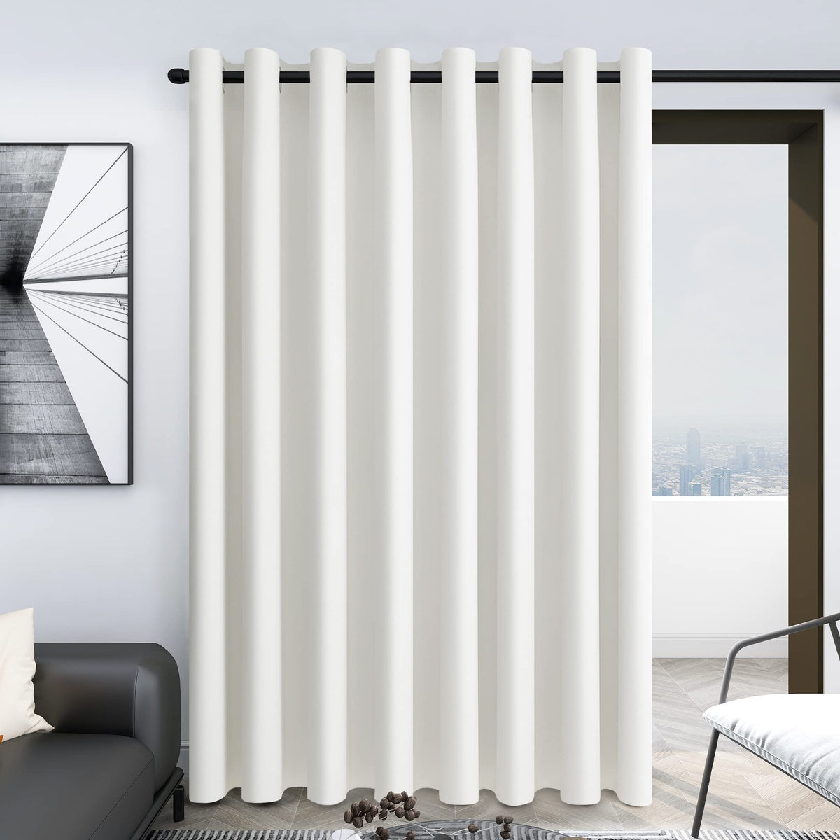 Deconovo Room Darkening Wide Curtains - Noise Reducing Drapes, Sliding Door Curtains With Grommet For Department/Office/Hotel (1