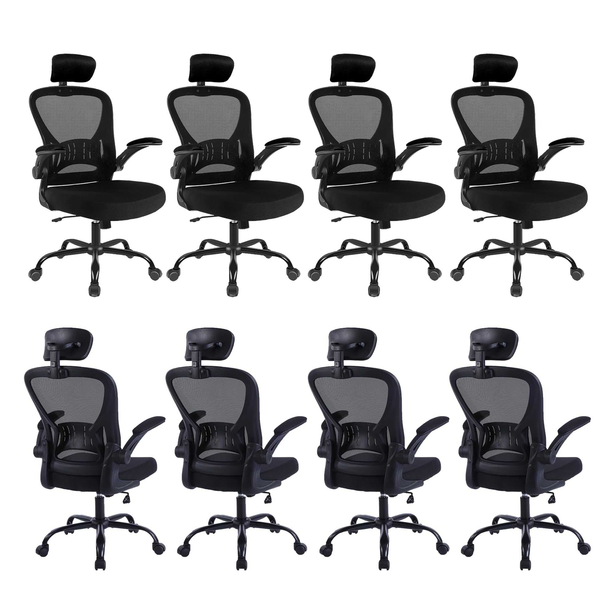 8 Pack Office Chair Ergonomic Desk Chair Comfort Adjustable Height With Wheels,Lumbar Support Mesh Swivel Computer Home Office C