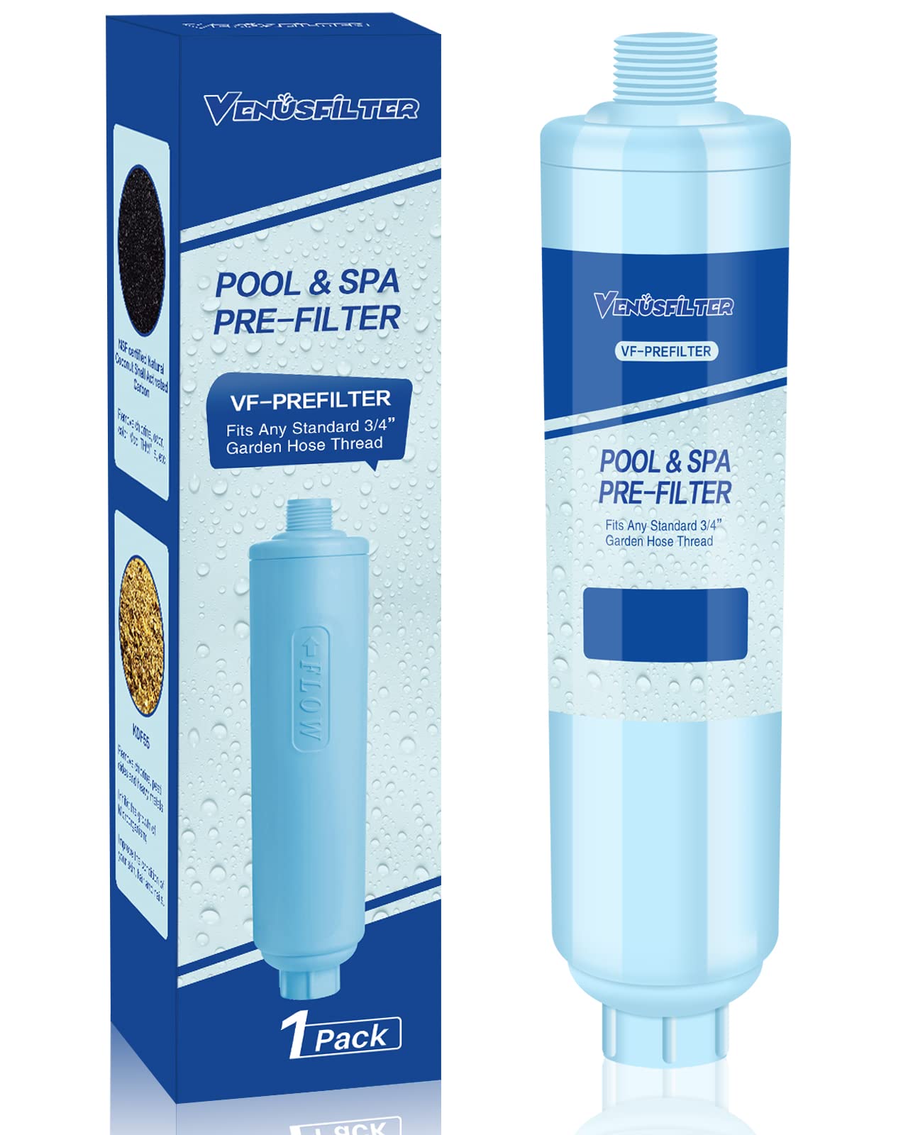Garden Hose Filter For Filling Hot Tub, Pool, Spa, Greatly Reduces Sediment, Chlorine, Heavy Metals And Odors, Standard 3/4' Ga