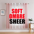 G2000 Sheer Curtains & Drapes 63 Inch Length Pink and White Ombre Curtains for Bedroom Living Room Window Curtains Light Filteri