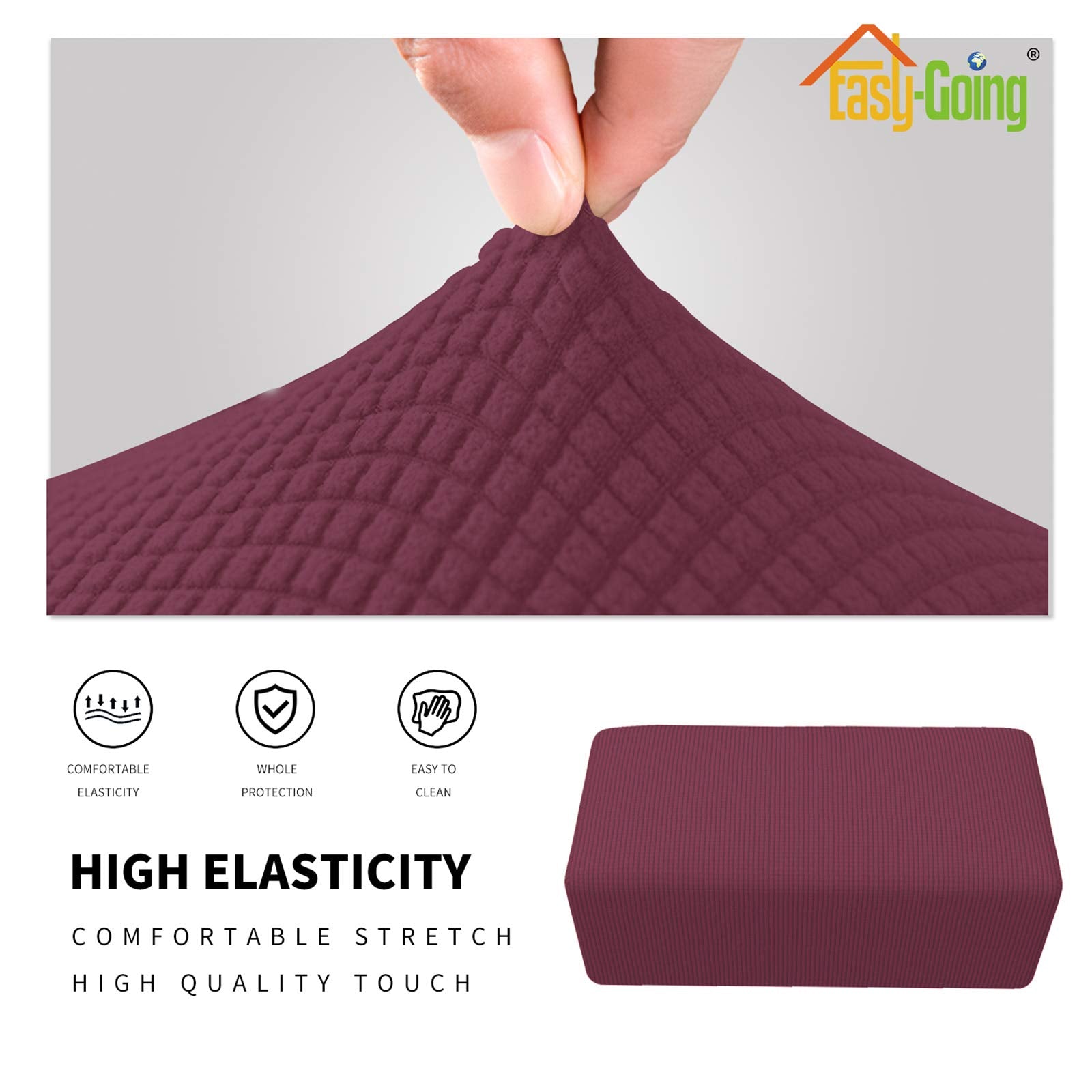 Easy-Going Stretch Ottoman Cover Folding Storage Stool Furniture Protector Soft Rectangle Slipcover With Elastic Bottom(Ottoman Small,Coffee)
