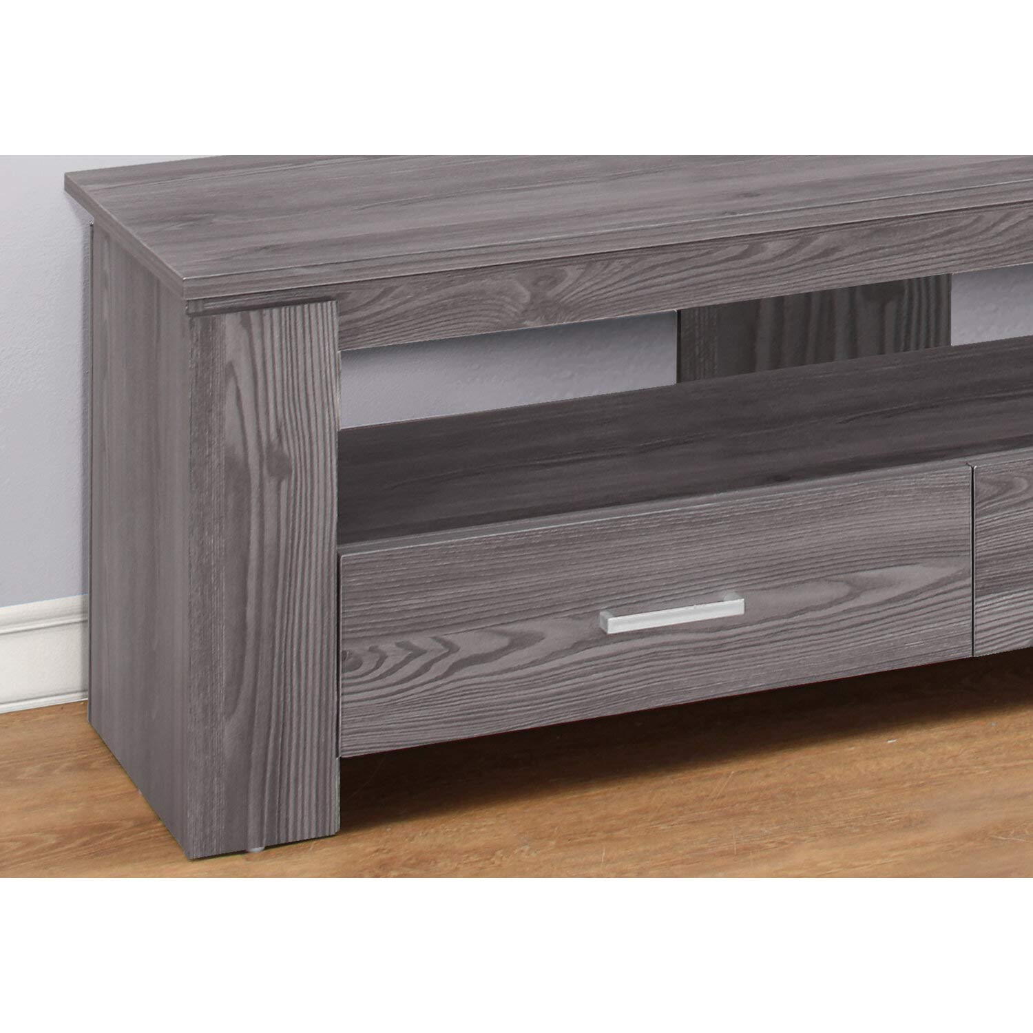 Monarch Specialties I TV STAND-48 L 2 Storage Drawers, Grey