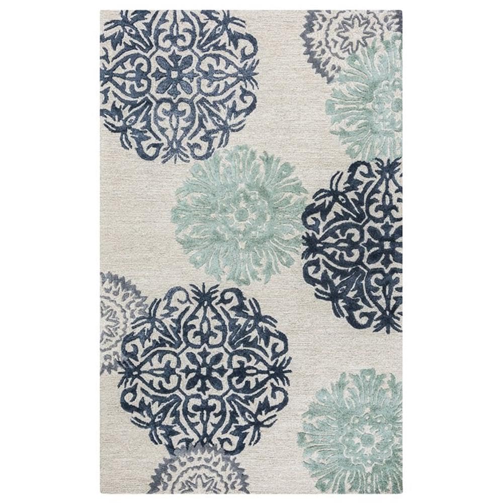 Rizzy Home Alora Decor Milan 5' X 8' Medallion Navy/Gray/Rust/Blue Hand-Tufted Area Rug