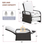 Art To Real Outdoor Recliner, Automatic Adjustable Wicker Lounge Recliner Chair With 5.12'' Thicken Cushion, All Weather Aluminum Frame, Brown Wicker + Beige Cushion