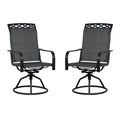 Set Of 2 Patio Swivel Dinning Chairs: 360Swivel & 15 Rocking Motion, Ergonomic High-Back With Weatherproof Teslin Fabric & Metal