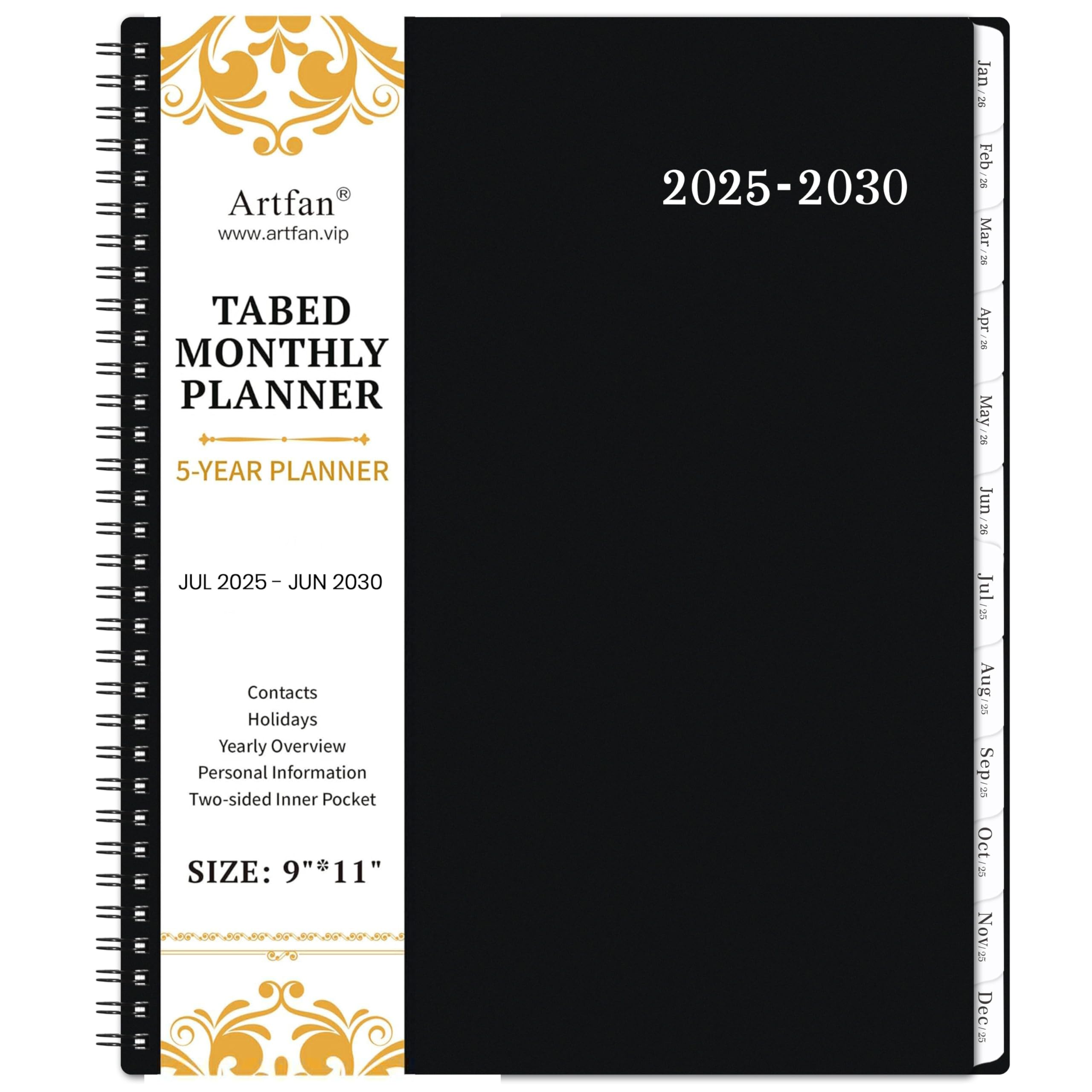 2025-2030 Monthly Planner/Monthly Calendar - 5 Year Monthly Planner, Jul. 2025 - Jun. 2030, 9 ' X 11 ', Double-Side Pocket + D