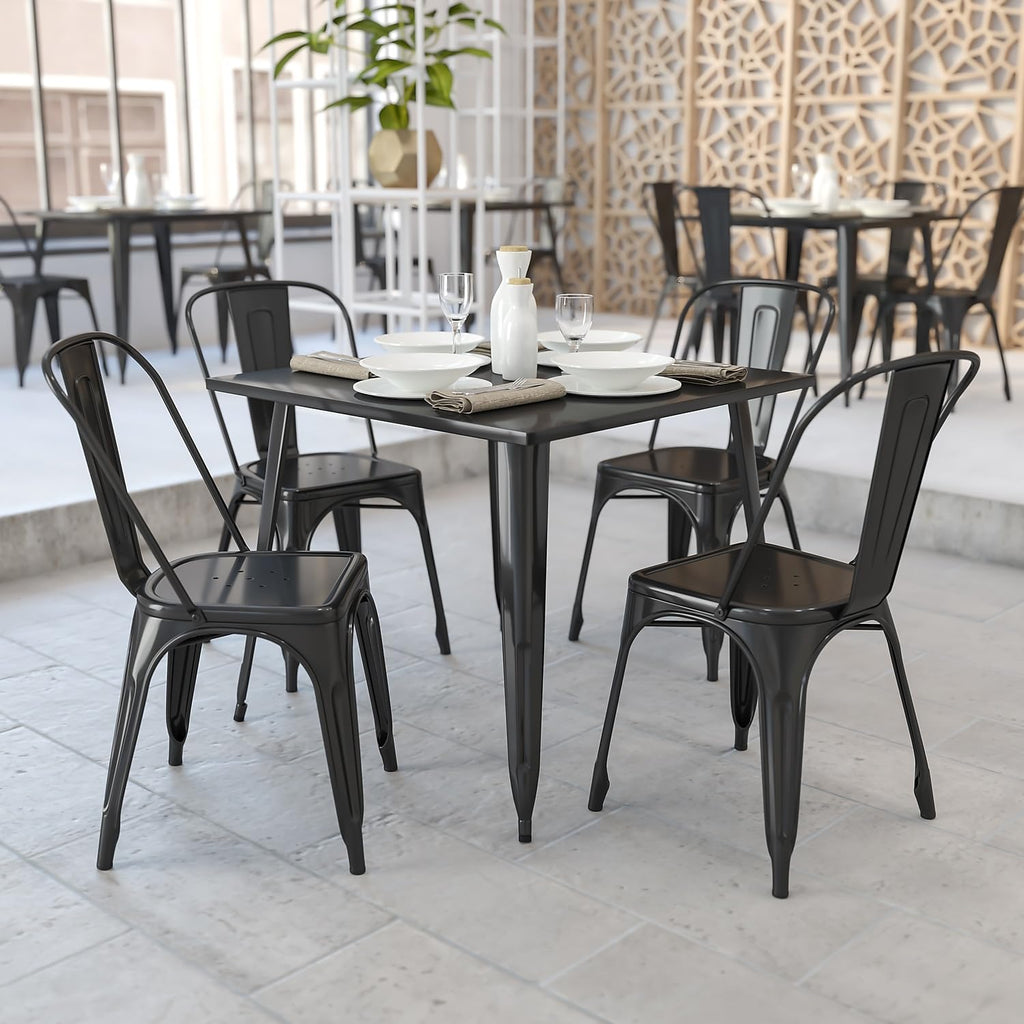Flash Furniture Parker Commercial Grade 35.5" Square Black Metal Indoor-Outdoor Table