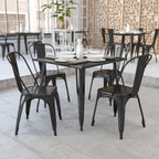 Flash Furniture Parker Commercial Grade 35.5" Square Black Metal Indoor-Outdoor Table