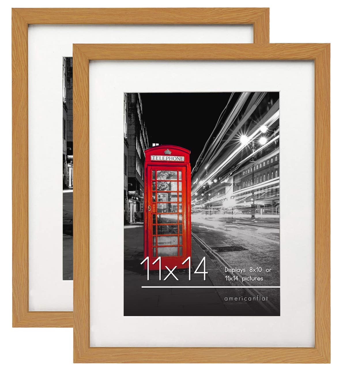 Americanflat 11x14 Picture Frame in Dark Oak - Use as 8x10 Frame with Mat or 11x14 Frame Without Mat - Large Picture Frames with