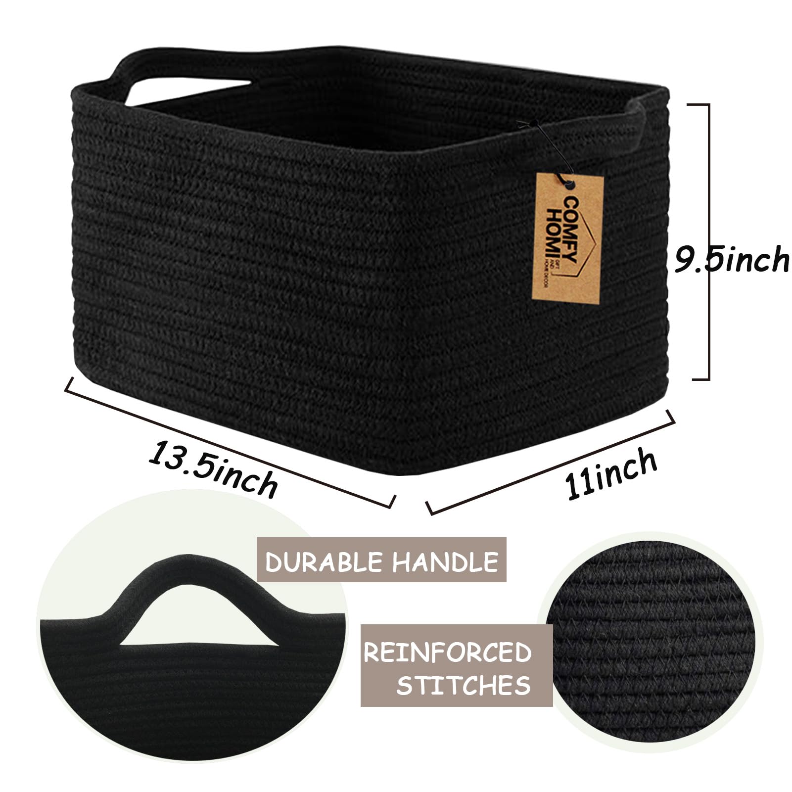 Comfy Homi Storage Basket For Shelves, Woven Baskets For Storage, Cotton Rope Basket,Toy Storage Organizer, Storage Cube Bin, Or