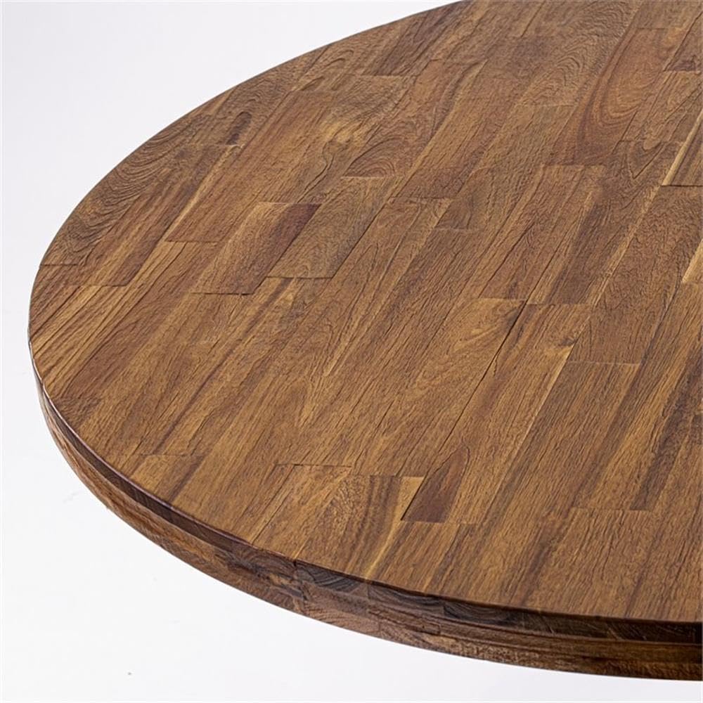 East West Furniture IR2-0N-TP Irving Rustic Farmhouse Table - a Round Dining Table Top with Pedestal Base, 48x48 Inch, Sandblasting Antique Walnut