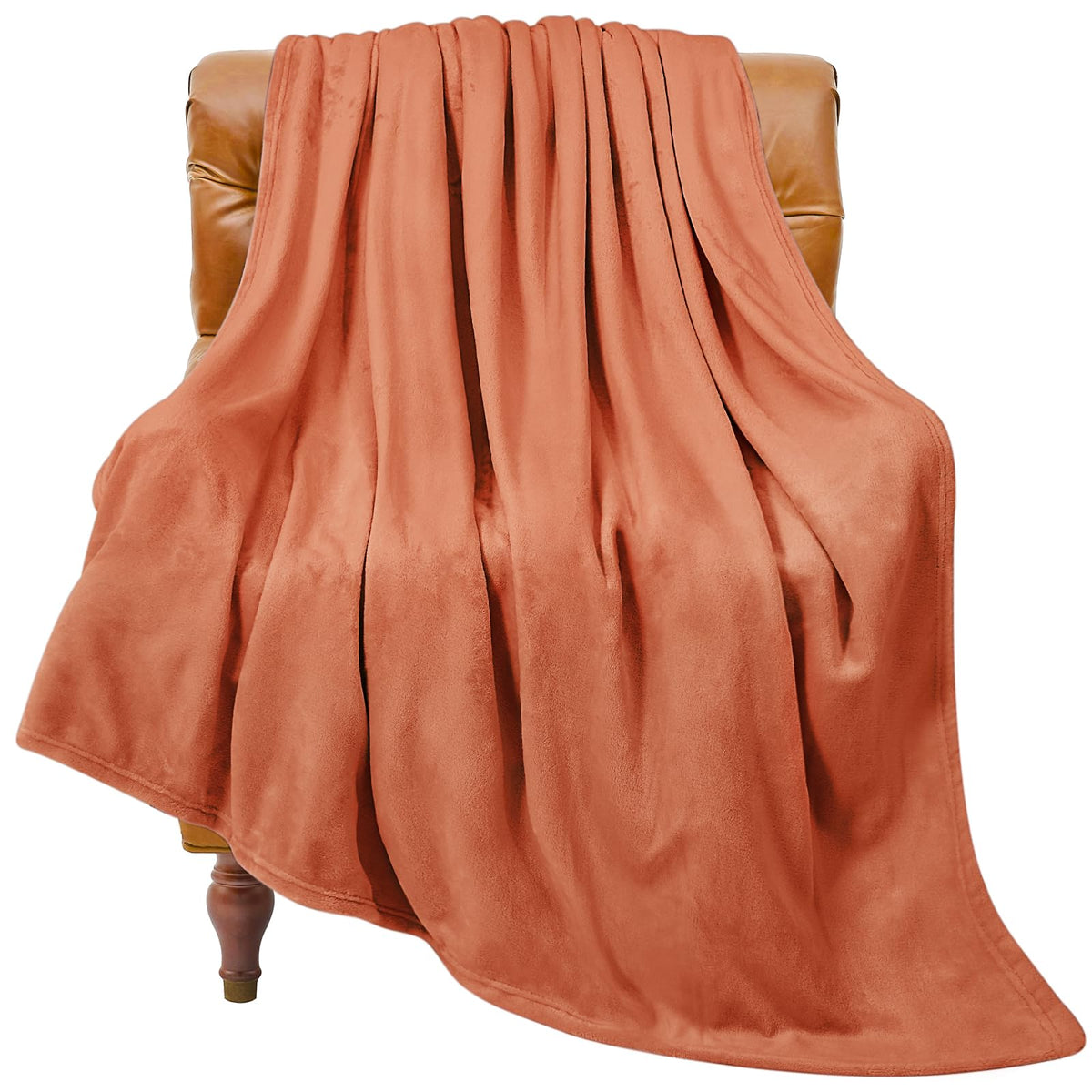 Bedelite Burnt Orange Throw Blankets For Couch & Bed, 300Gsm Luxury Plush Cozy Fleece Blanket 50' X 60', Super Soft Lightweigh