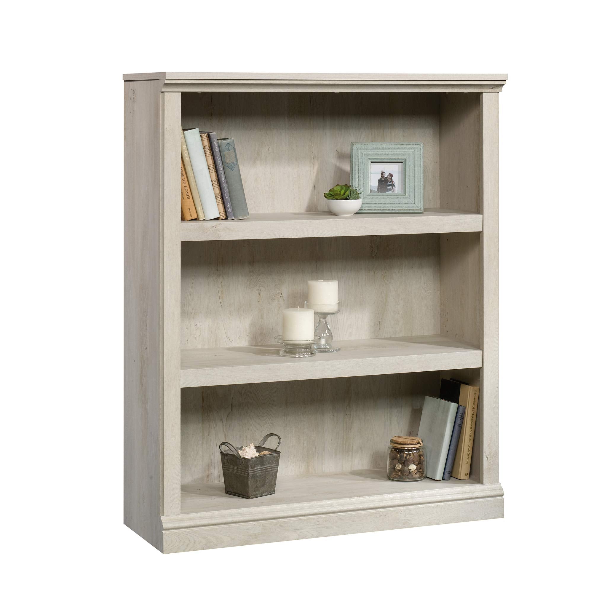 Sauder 3 Tier Book Shelf Wooden Bookcase Multipurpose Bookshelf For Home Office, Living Room, In Laurel Oak