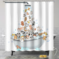 Lokigo Funny Cat Shower Curtain Cute Cartoon Kids Shower Curtain 72Wx72H White Shower Curtains for Bathroom Waterproof Polyester