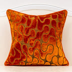 Yangest Orange Square Throw Pillow Cover Wavy Velvet Cushion Cover Modern Zippered Pillowcase For Sofa Couch Bedroom Living Room