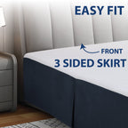 Cathay Home Double Brushed Microfiber Pleated Easy Fit Bed Skirt, Ultra Soft, Fade And Wrinkle Resistant - Navy, California King