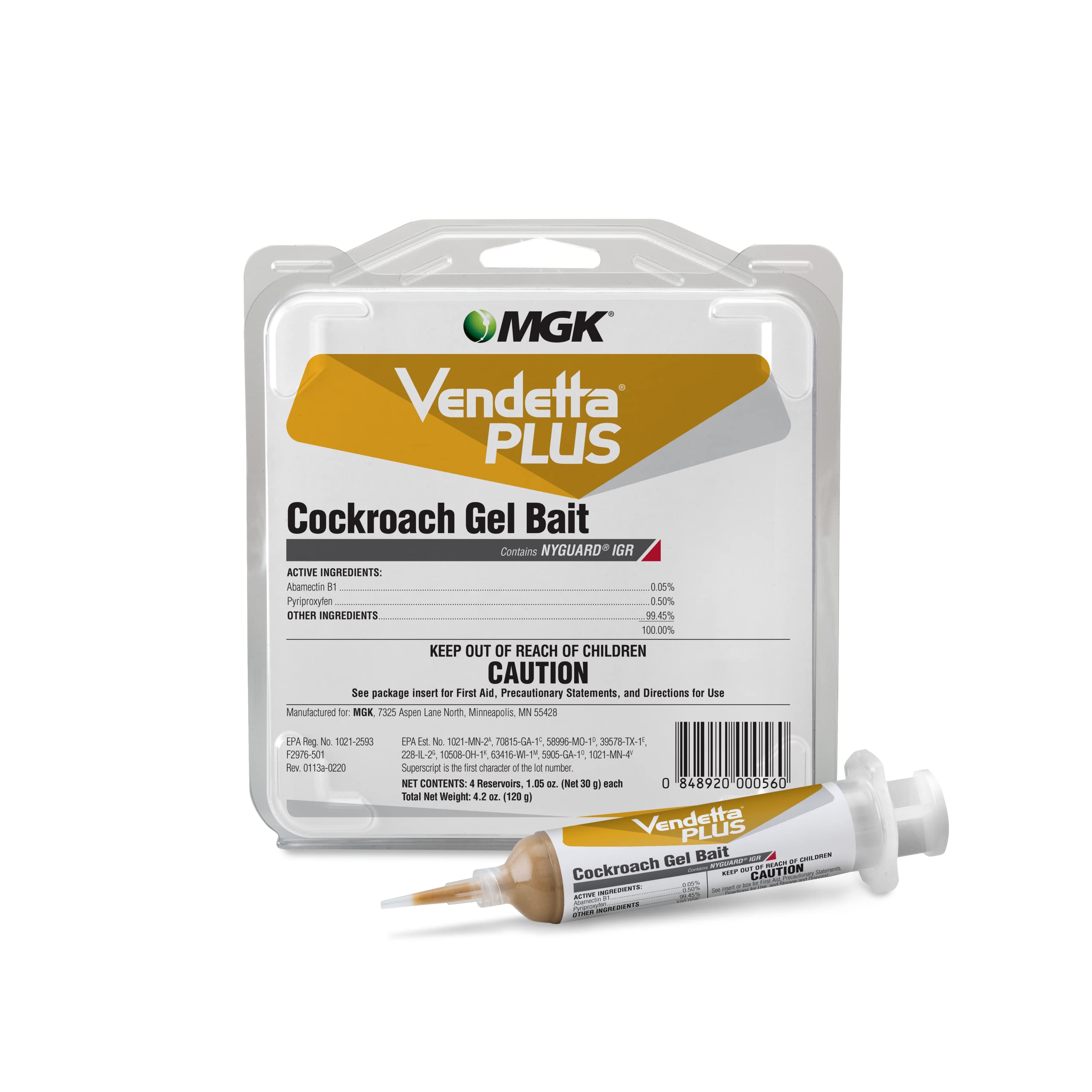 Mgk Vendetta Plus Cockroach Gel (4 Tubes) Bait & Igr Killer Paste Not For Sale To: California, 4 Oz