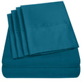 Sweet Home Collection 6 Piece 1500 Supreme Collection Brushed Microfiber Deep Pocket Sheet Set-2 Extra Pillow Cases, Great Value, Rv Short Queen, Teal