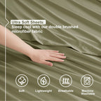 Nestl Cal King Sheets Set - 4 Piece California King Sheets, Double Brushed Cal King Sheet Set, Hotel Luxury Bed Sheets California King Size, Sage Green Cal King Bed Sheets
