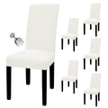 Easy-Going 100% Waterproof Dining Room Chair Cover Set Of 6, Stretch Jacquard Parson Chair Slipcover Removable Washable Chair Protector For Home, Restaurant, Banquet (Large, Cream)