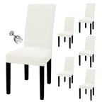 Easy-Going 100% Waterproof Dining Room Chair Cover Set Of 6, Stretch Jacquard Parson Chair Slipcover Removable Washable Chair Protector For Home, Restaurant, Banquet (Large, Cream)