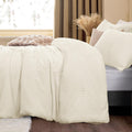 Chixpace Fluffy Twin Comforter Set - Furry Beige Leaves Pattern Faux Fur Bed Set, Winter Ultra Soft Fuzzy Comfort Set, Velvet Be