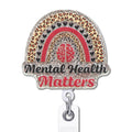 Yazmeen Nurse Retractable Badge Reel With Alligator Clip Mental Health Matters Id Card Badge Holder Funny Rainbow Silver Glitter