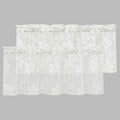 Dwcn 2 Pack Ivory White Floral Lace Valances For Kitchen - Rod Pocket Half Window Sheer Curtains For Small Window Living Room, 4
