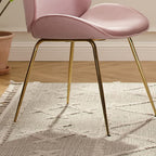 HomeRoots Velvet Seat, Metal Legs Gold and Pink Velvet Shell Shape Dining or Side Chair