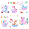 6 Sheet Dinosaurs Non-Slip Bathtub Stickers, 6 Style Cute Dinosaur Themed Fun Shower Floor Non-Slip Decals for Bathtub Shower Fl