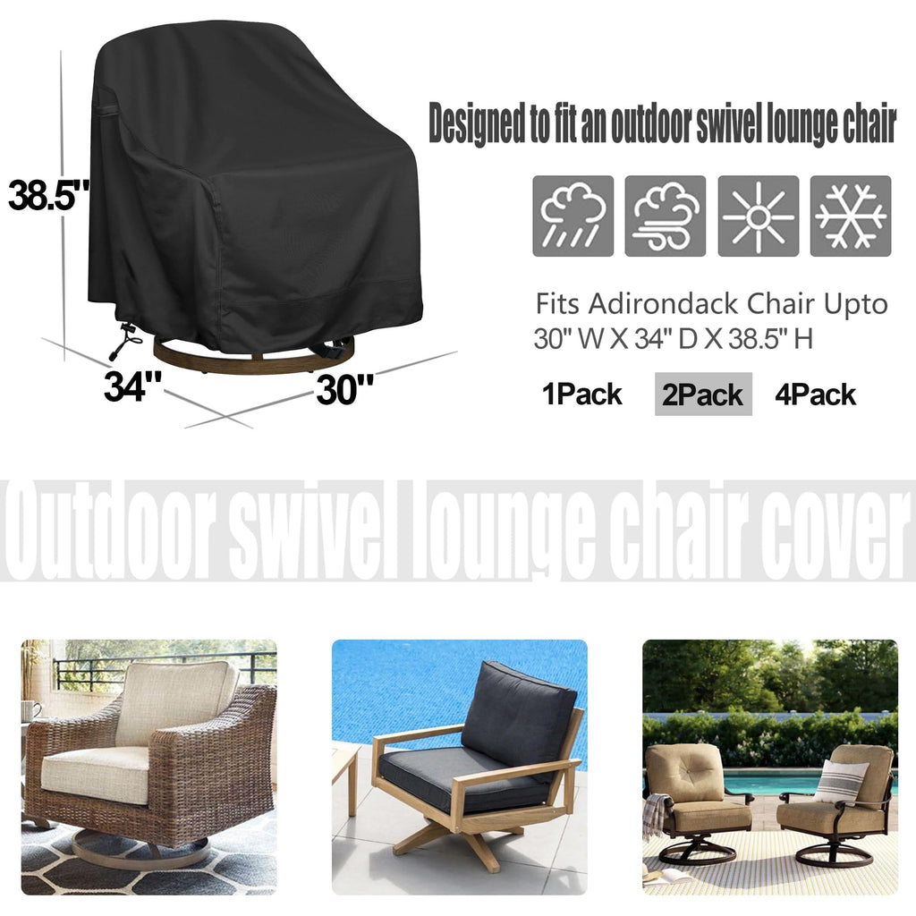 Outdoor Swivel Lounge Chair Cover 2 Pack,Waterproof Heavy Duty Outdoor Chair Covers, (30' W X 34' D X 38.5' H) Patio Furniture Cover For Swivel Patio Lounge Chair