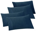 Elegant Comfort 4-Pack Solid Pillowcases 1500 Thread Count Egyptian Quality - Easy Care, Smooth Weave, Wrinkle And Stain Resistant, Easy Slip-On, 4-Piece Set, King Pillowcase, Navy