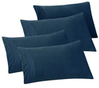 Elegant Comfort 4-Pack Solid Pillowcases 1500 Thread Count Egyptian Quality - Easy Care, Smooth Weave, Wrinkle And Stain Resistant, Easy Slip-On, 4-Piece Set, King Pillowcase, Navy