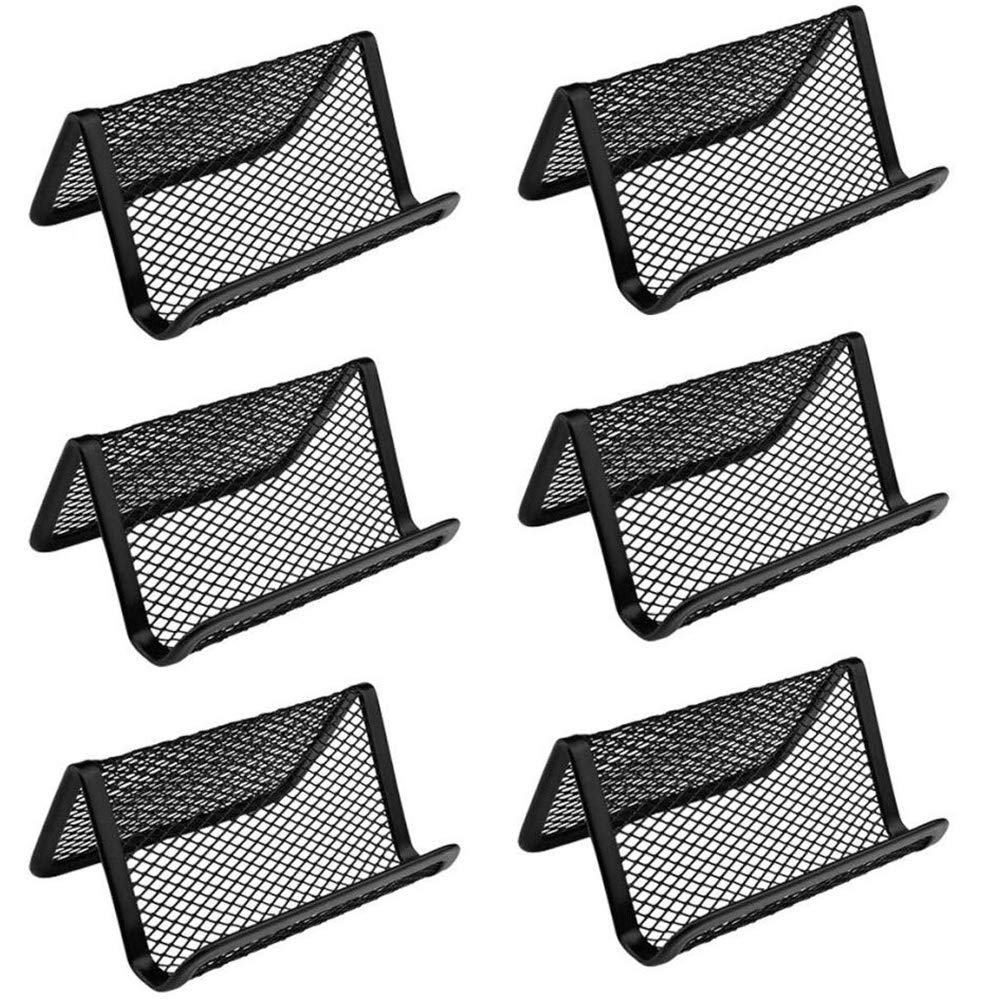 Chiyuehe Black Metal Mesh Business Card Holder Desk Business Card Organizer For Desk Office Name Card(Black, 6 Pack)